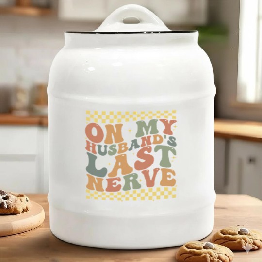 On My Husband's Last Nerve Ceramic Cookie Jars
