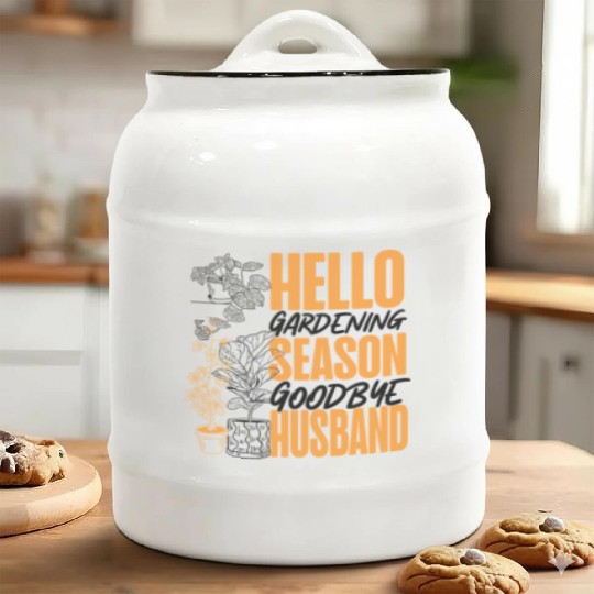 Plant Lover Gardening Husband Wife Ceramic Cookie Jars