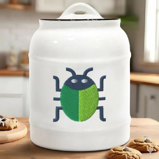 Green bug embroidered Ceramic Cookie Jars