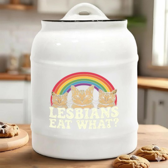 Lesbians Eat What Vintage LGBT Funny Pride Month Ceramic Cookie Jars