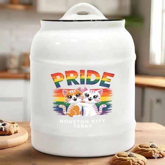 Pride Month Houston City Texas USA Rainbow Flag LG Ceramic Cookie Jars