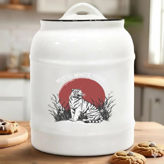 Majestic White Tiger – Unique Ceramic Cookie Jars Design"