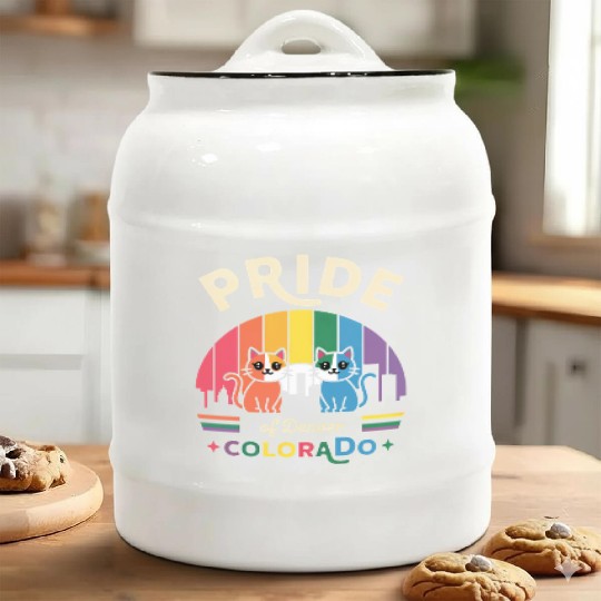 Pride of Dallas City Texas USA Rainbow Flag Ceramic Cookie Jars