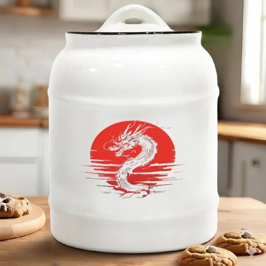 Dragon Rising Under the Blood Moon Ceramic Cookie Jars