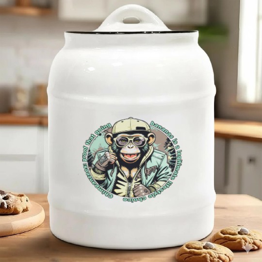 Streetwear Monkey Illustration Ceramic Cookie Jars