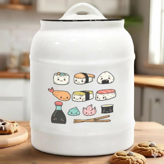 Kawaii Sushi Ceramic Cookie Jars