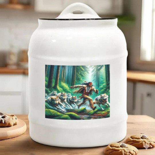 Native American Runner Ceramic Cookie Jars