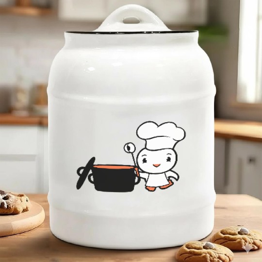 Bird Chef Cooking Pot Duck Delicious Hunger Food Ceramic Cookie Jars