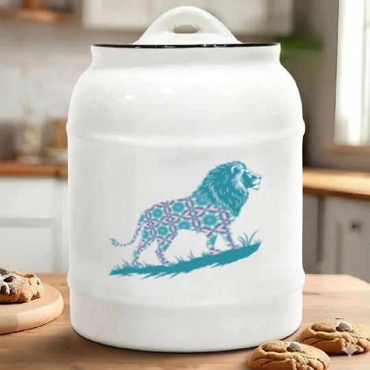 Star of David Pattern 8 Lion of Judah Ceramic Cookie Jars