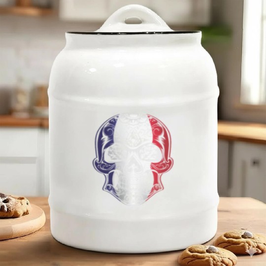 France X Head Skull Flag Ceramic Cookie Jars