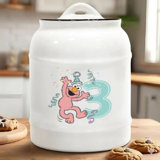 Sesame Street Birthday Design With Elmo 3 Years Ceramic Cookie Jars