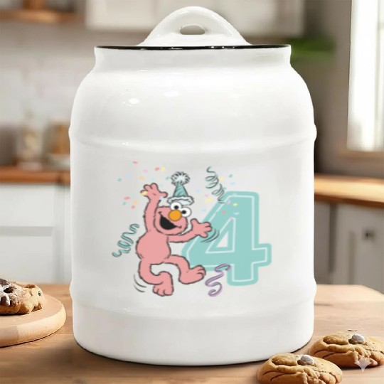 Sesame Street Birthday Design With Elmo 4 Years Ceramic Cookie Jars