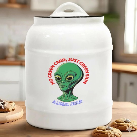 NO GREEN CARD, JUST GREEN SKIN Ceramic Cookie Jars