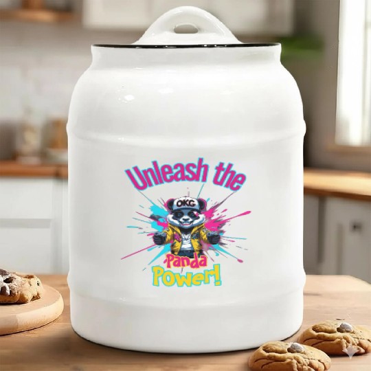 Unleash the Panda Power – Gamer Streetwear Graphic Ceramic Cookie Jars