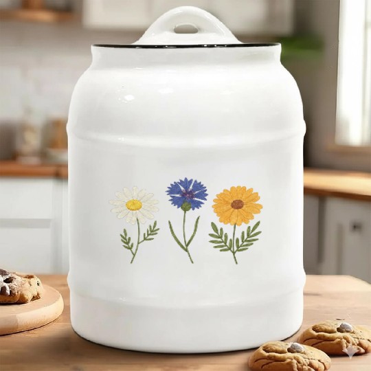 Wildflower Trio Daisy Cornflower Marigold Ceramic Cookie Jars