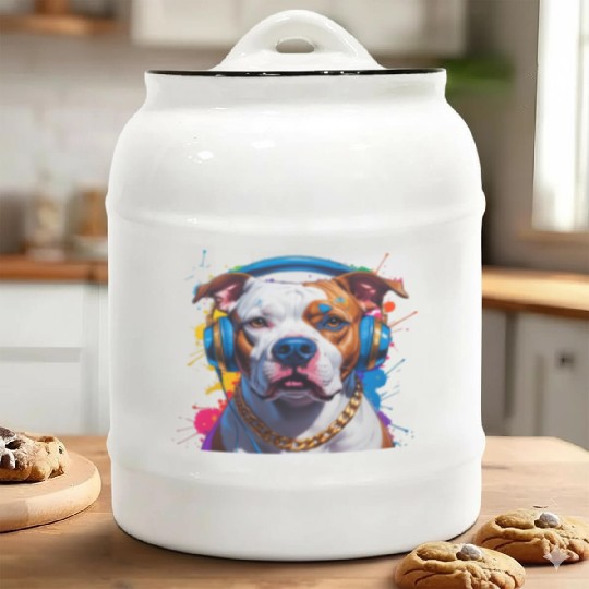 Hip-Hop Pit Bull – Urban Style Pop Art Portrait Ceramic Cookie Jars
