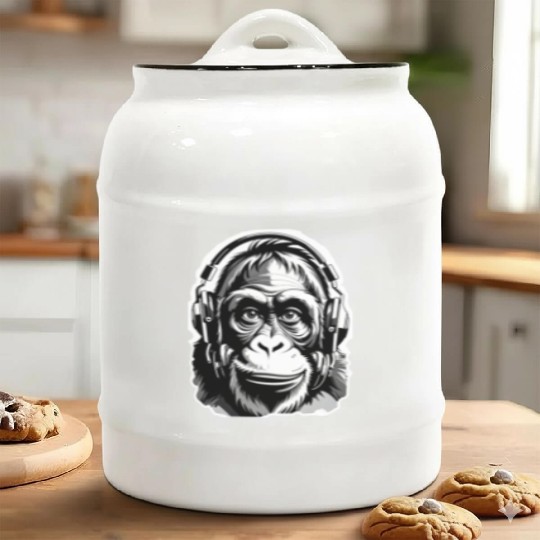 Urban Gorilla Headphones Design Ceramic Cookie Jars