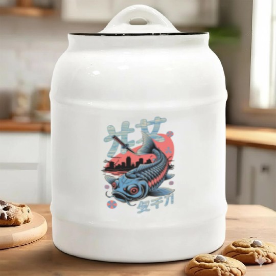 Cyber Koi – Urban Samurai Style Ceramic Cookie Jars