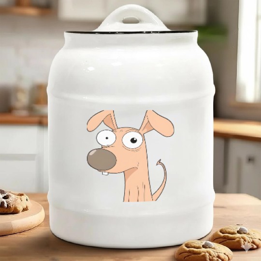 Goofy Cartoon Dog with Bulging Eyes Ceramic Cookie Jars