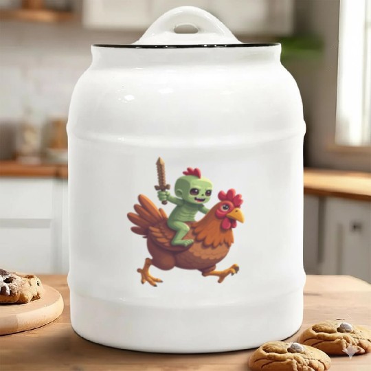 Zombie Chicken Jockey Ceramic Cookie Jars