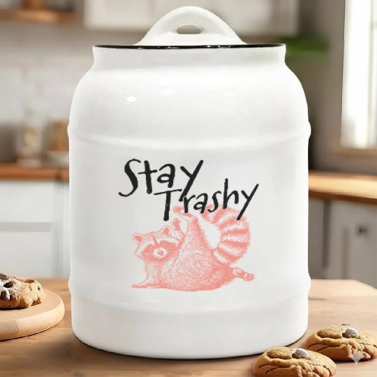 Stay Trashy Raccoon – Funny Meme Ceramic Cookie Jars