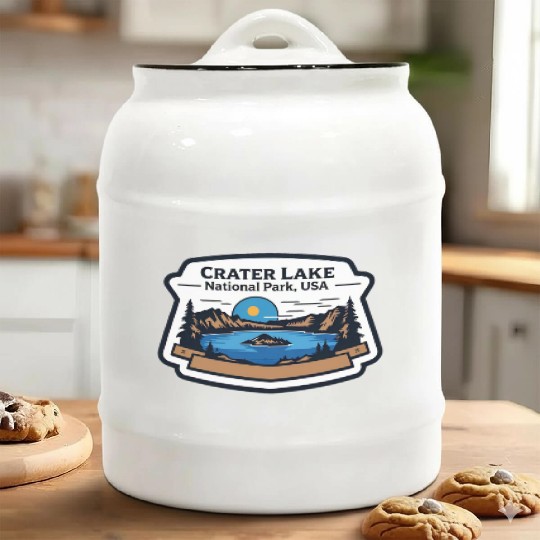 Crater Lake National Park Southern Oregon USA Logo Ceramic Cookie Jars