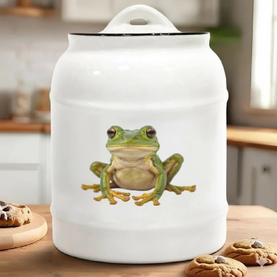 Realistic Frog Portrait Ceramic Cookie Jars