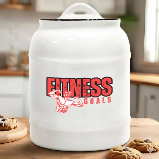 "Fitness Goals Ceramic Cookie Jars – Motivational Gym Workout