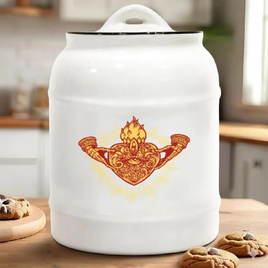 Sacred Heart Claddagh Symbol - Fire Ceramic Cookie Jars