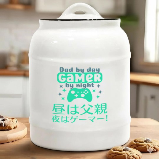 Dad Gamer Neon Green Ceramic Cookie Jars