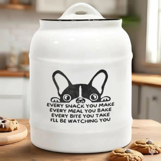 French Bulldog Funny Watching You Snack Parody Ceramic Cookie Jars
