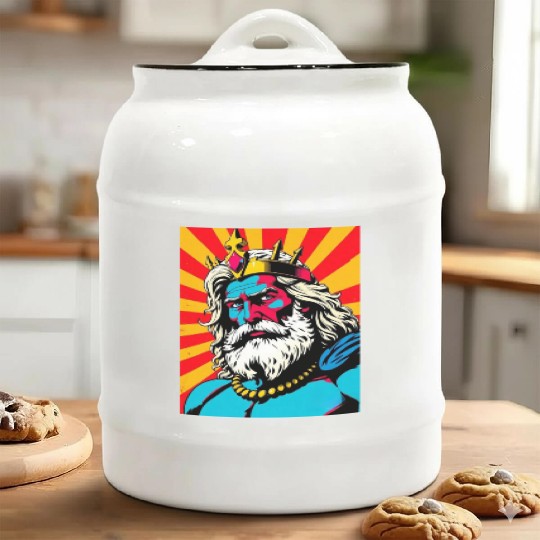 Bold Pop Art Zeus – Colorful Greek God Illustratio Ceramic Cookie Jars