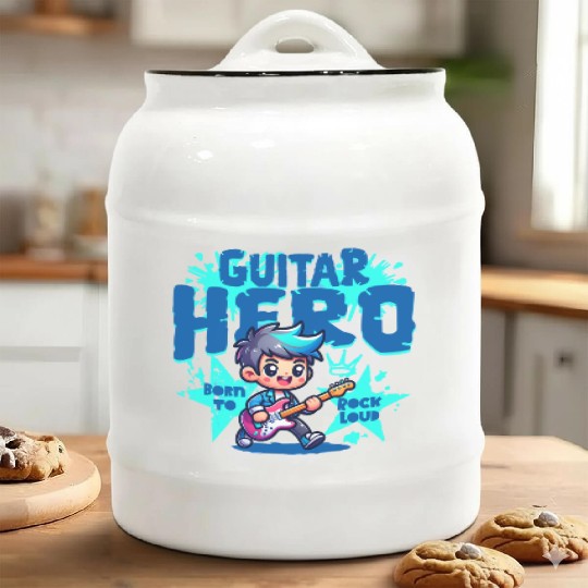 Guitar Hero Kid – Cute Rock Star Cartoon Ceramic Cookie Jars | Bor