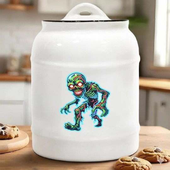 Glowing Zombie Crawler – Toxic Neon Horror Ceramic Cookie Jars