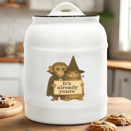 It's Already Yours - Witch Bunny & Vampire Monkey Ceramic Cookie Jars