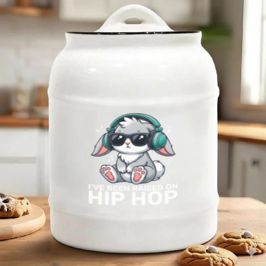 I've Been Raised on Hip Hop Bunny Funny Cute Ceramic Cookie Jars