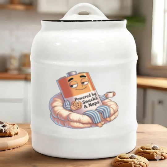 Powered by Snacks & Naps Ceramic Cookie Jars