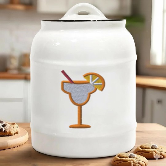 Cocktail orange embroidered Ceramic Cookie Jars