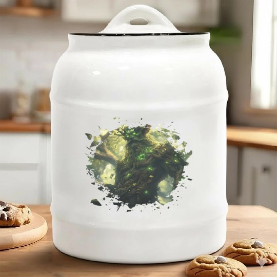 Mystic Forest Guardian in Enchanted Nature Style Ceramic Cookie Jars