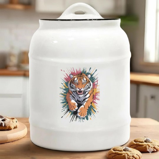 Majestic Tiger Splash Art Ceramic Cookie Jars