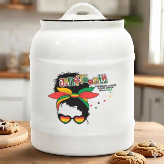 Juneteenth-Freedom Looks Good On Us Ceramic Cookie Jars