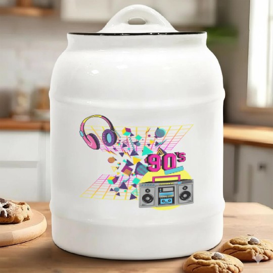 Back to the 90s: Neon Beats & Retro Vibes Ceramic Cookie Jars