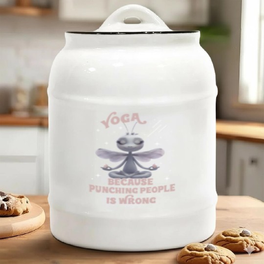 Funny Yoga Quote Because Punching People Is Wrong Ceramic Cookie Jars