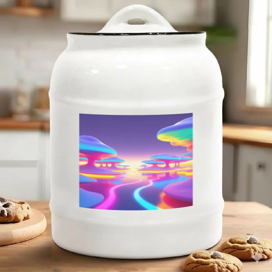 Floating Islands of Light – Psychedelic Minimal Ceramic Cookie Jars