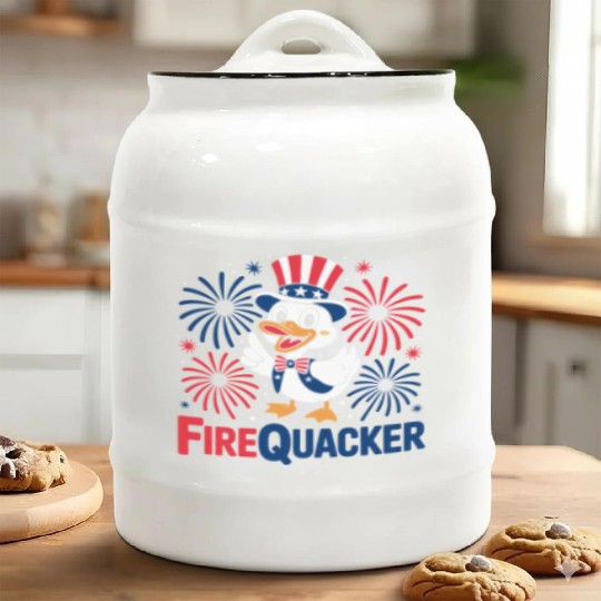 Womens Duck Firequacker Patriotic Fourth of July I Ceramic Cookie Jars