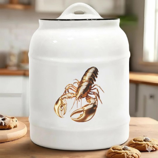 Golden Lobster – Elegant 3D Sea Animal Art Ceramic Cookie Jars