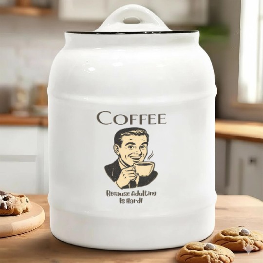 Coffee, Because Adulting Is Hard - Man Ceramic Cookie Jars