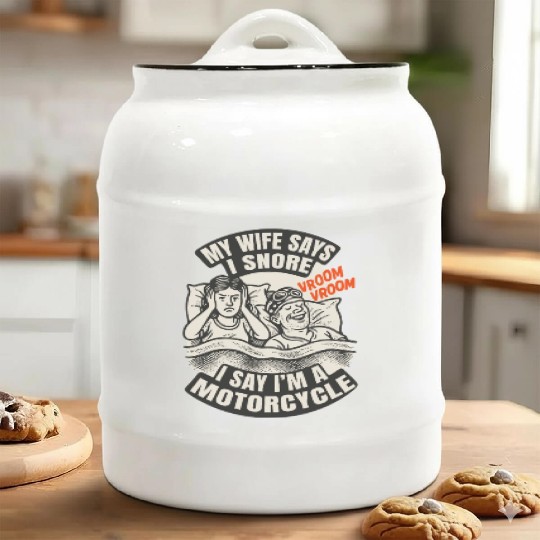Snoring Husband Joke – Motorcycle Sound Humor Ceramic Cookie Jars
