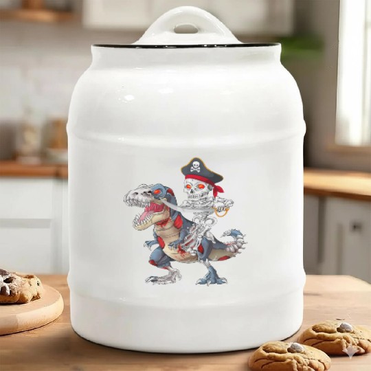 Halloween Zombie T rex Pirate Skeleton Trick Treat Ceramic Cookie Jars