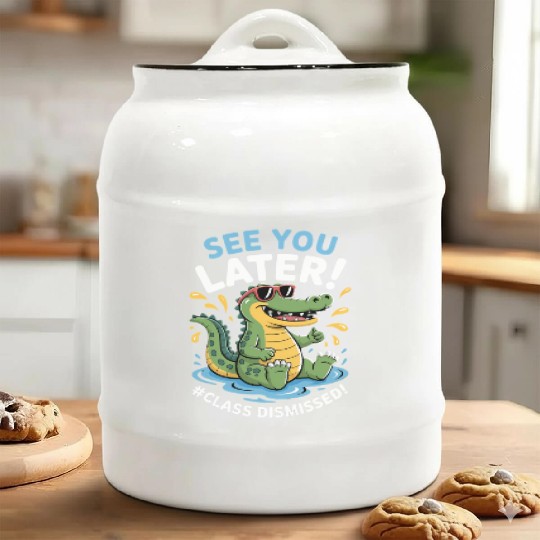See You Later Alligator Class Dismissed Teacher Ceramic Cookie Jars